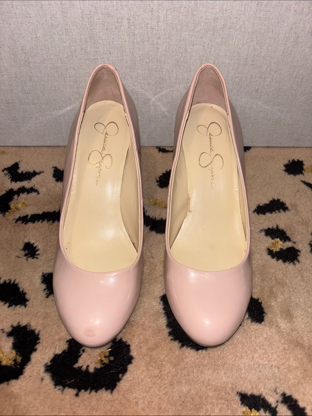 Jessica Simpson Light Pink Patent Round-Toe Pumps
